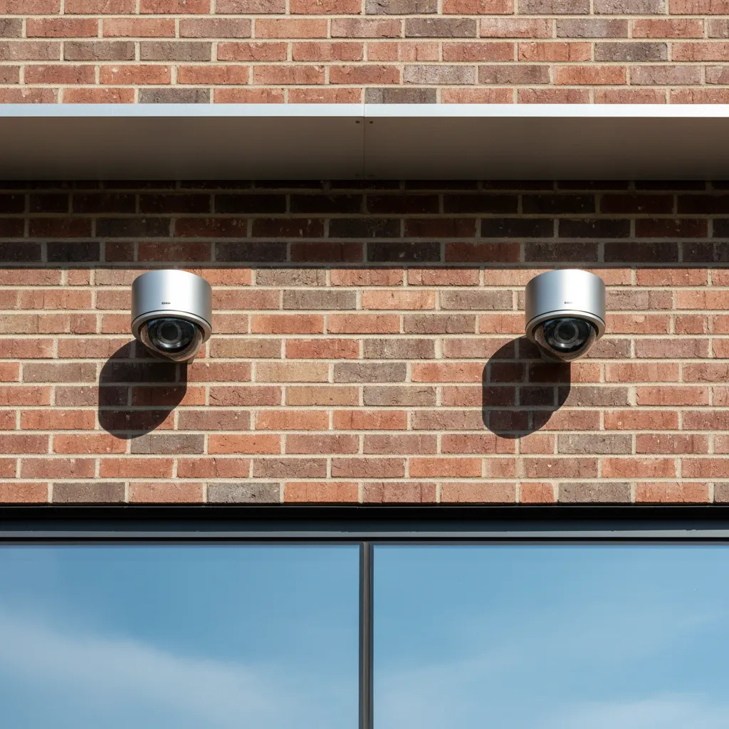 Professional security camera mounted on a building exterior